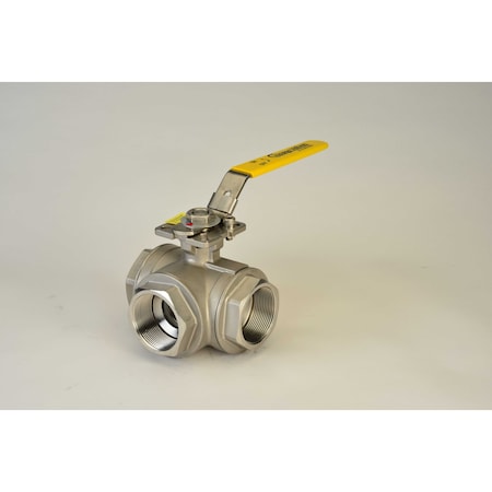 Chicago Valves And Controls 2", FNPT Stainless Steel Ball Valve 3-Way L-Port 1666RL020